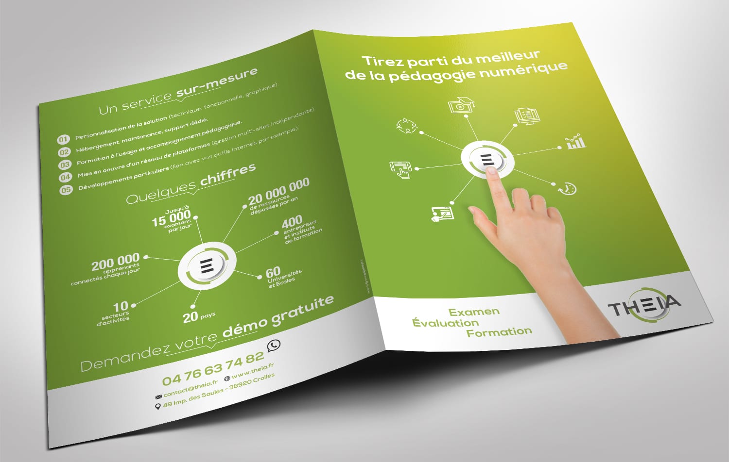 Plaquette commerciale Theia dédiée à la pédagogie numérique